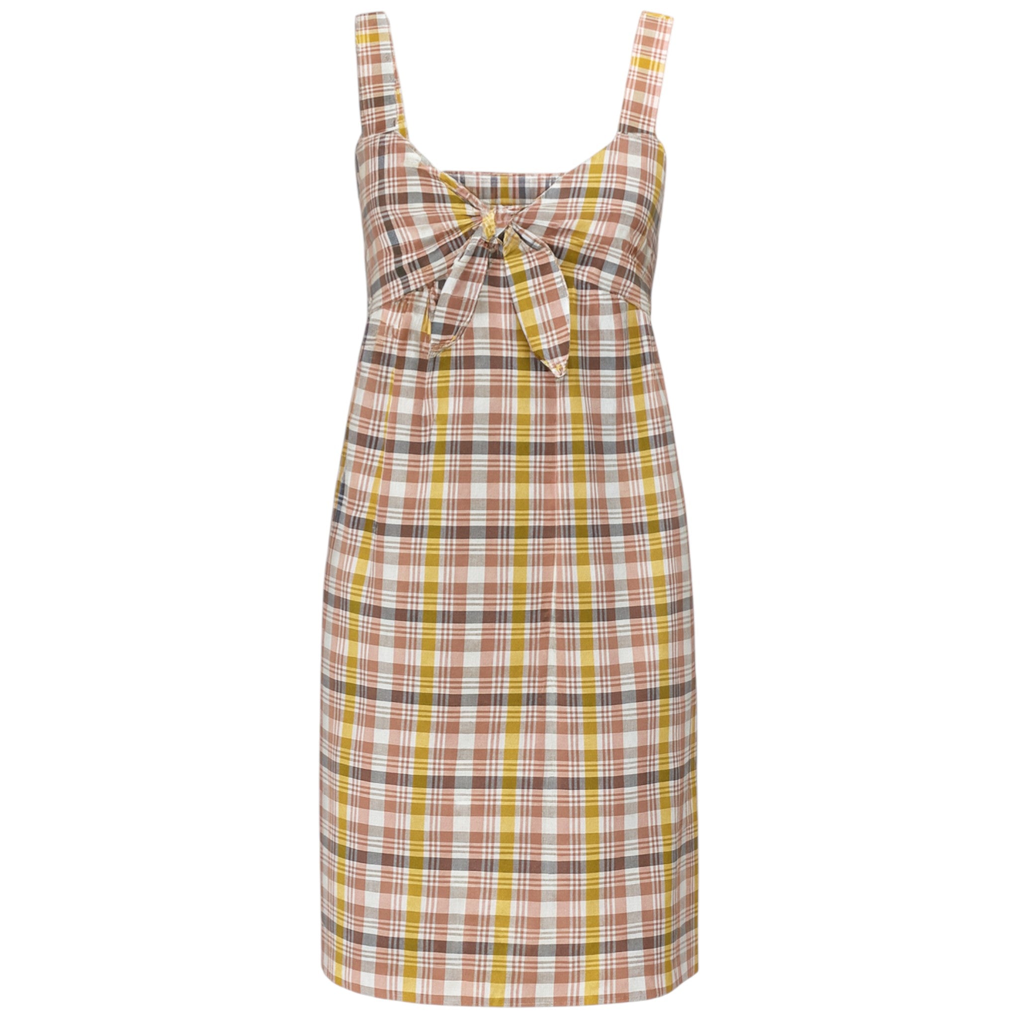 Women's striped sundress with front tie bow and adjustable straps – lightweight summer dress in multicolour